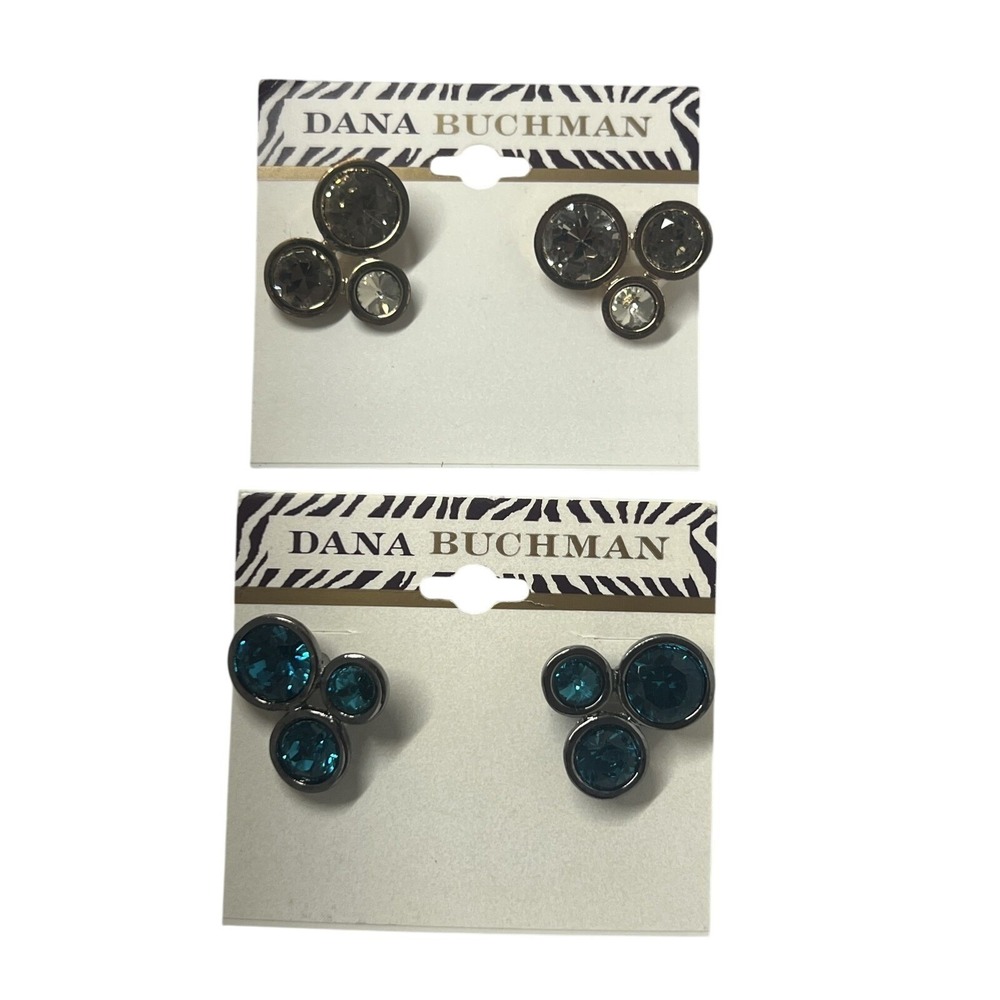 Dana Buchman Cluster Stud Earrings Fashion Jewelry Teal or Brown Gemstone New